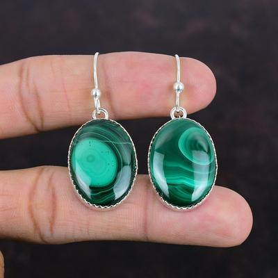 Malachite Earring Genuine Gemstone Earring Handmade Jewelry 925 Sterling Silver Earring Dangle Drop Earring Birthstone Jewelry Gifts For Mom