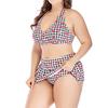 Women Plus Size High Waist Swimwear Plaid Print Swimsuit Push Up Padded Bikini