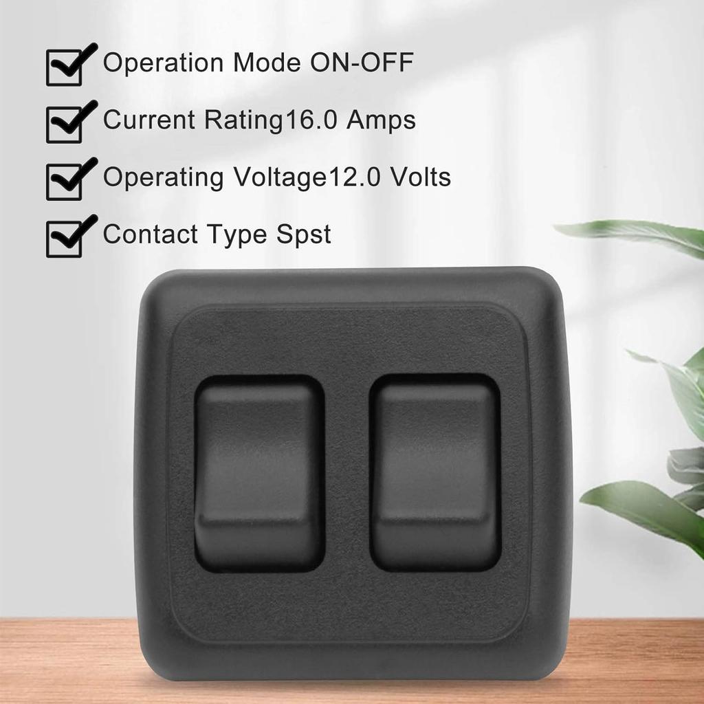 Double SPST On-Off Toggle Switch with Bezel, Technology Components 12V Light Switch for RV, Camper, Trailer