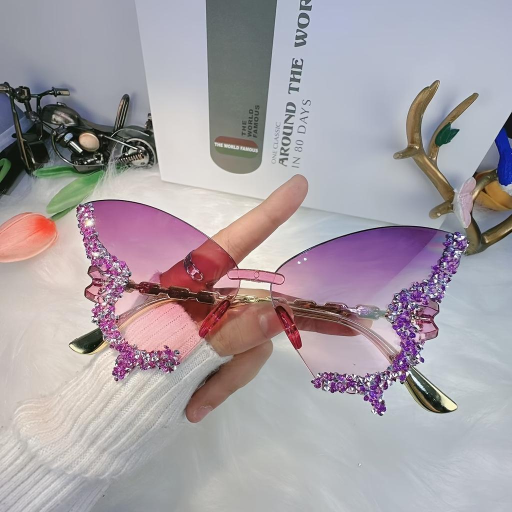 1 pièce lunettes mode populaire européenne et américaine serties à la main de strass modèle papillon pour fête festival mariage