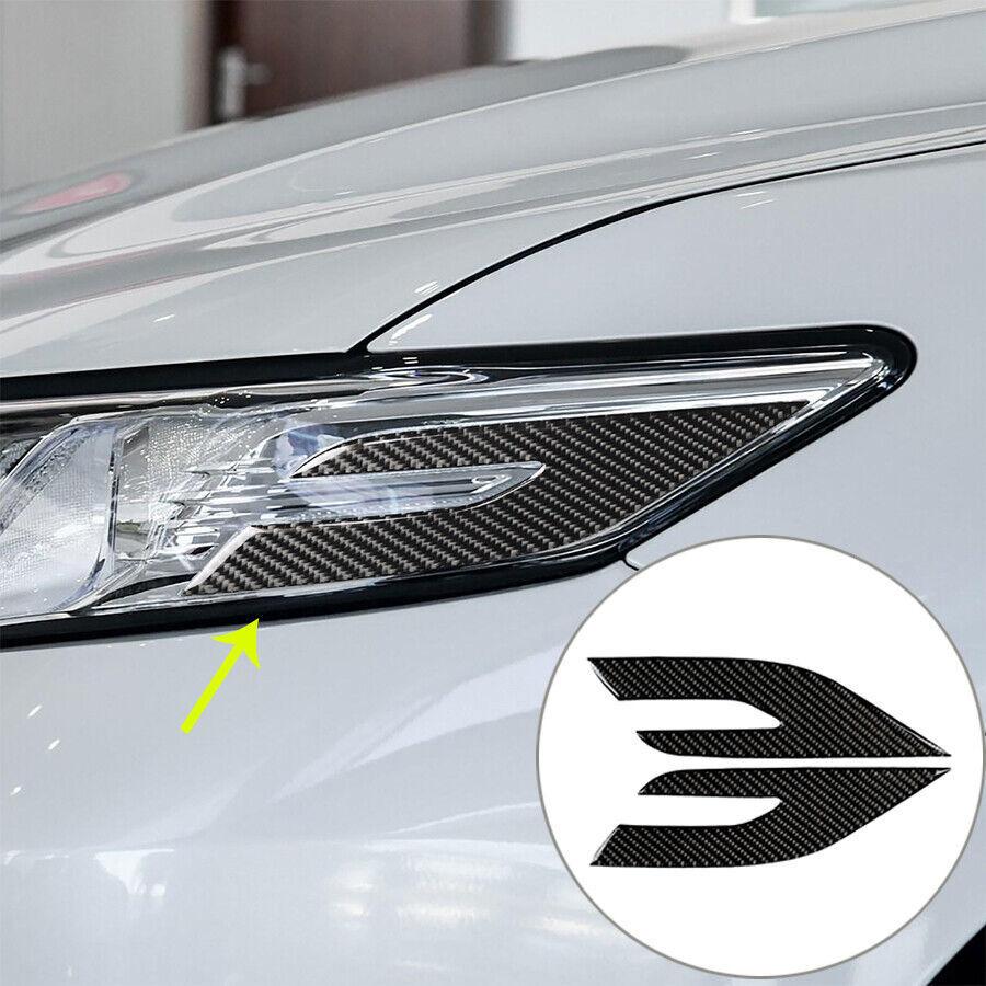 Carbon Fiber Front Headlight Eyebrow Eyelid Cover Trim For Toyota Camry 2018-19