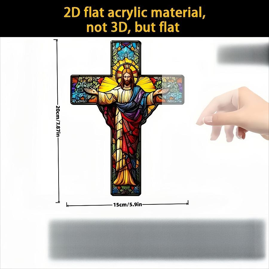 2D Flat Acrylic Cross Decoration, Indoor and Outdoor Decoration - No Battery/electricity Required, Free Day Decoration, Shop Decoration, Durable