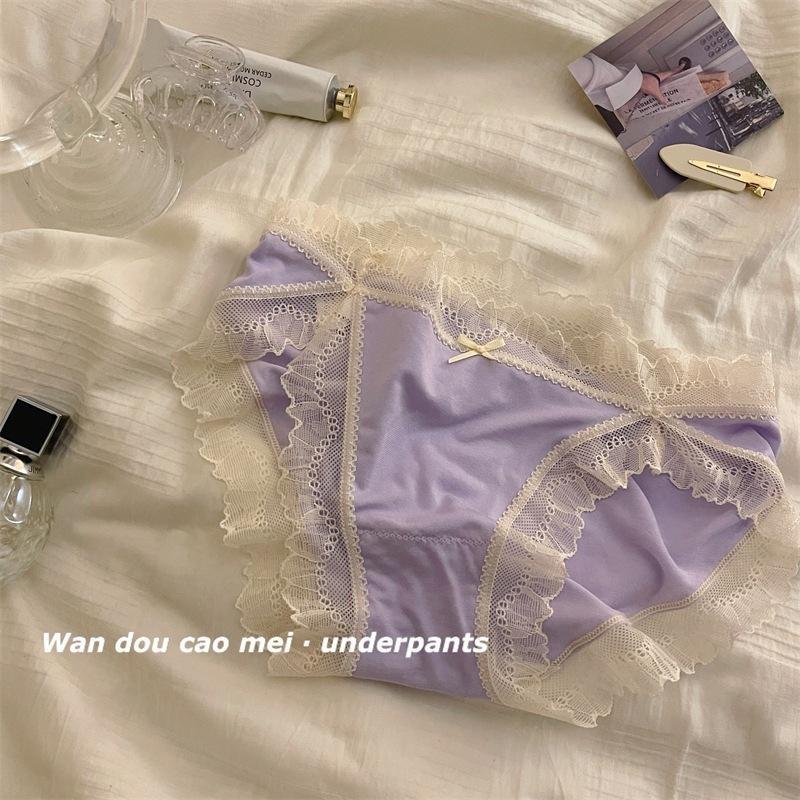 Dam Trosor med Låg Midja och Spetskant - Mjuka, Högt Skurna, Gren i Ren Bomull