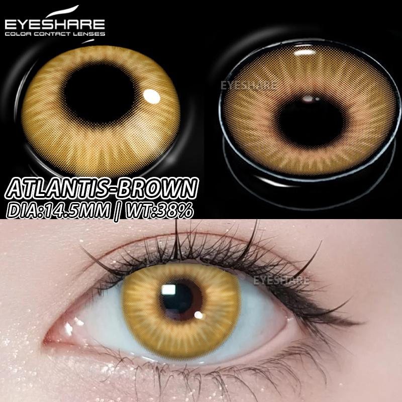Eyeshare 1 Pair of Stylish Color Contact Lenses Bright Blue Soft Lenses Green Contact Lenses Annual Brown Glasses Lenses Gray Beauty Contact Lenses