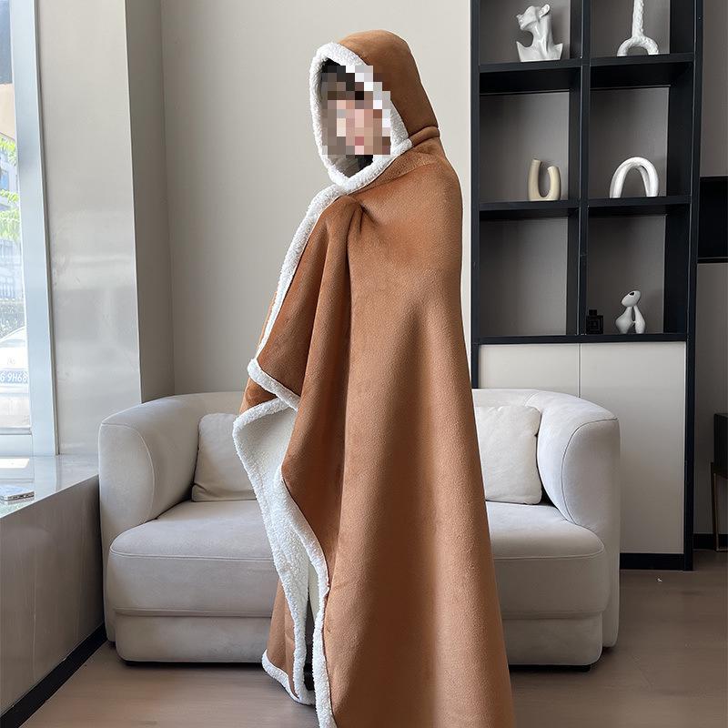 Extra Large Baby Velvet Nap Blanket & Hooded Cape - Thick, Cozy Autumn/Winter Shawl