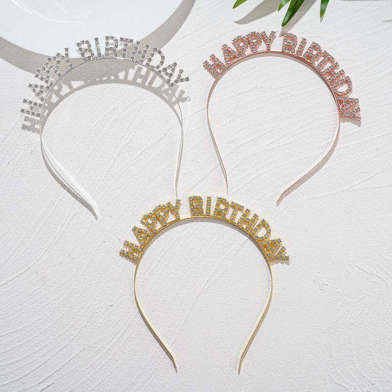 Birthday Alloy Crown Headband Headwear High End and Elegant Letter Crown Girls' Hairpin Headband Party Hair Accessory