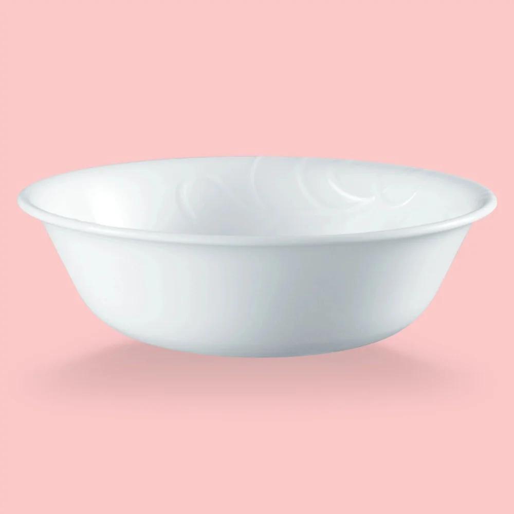 Madeline Embossed White Soup Cereal Bowls Lightweight Microwave Dishwasher Safe Triple Layer Strong Chip Crack Resistant