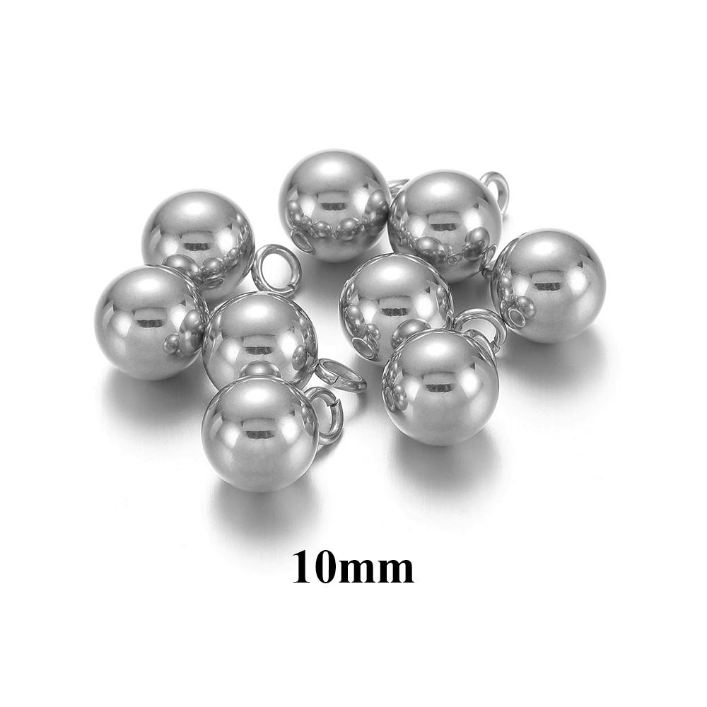 20pcs Stainless Steel Solid Ball Beads Charms Pendants Necklace Making DIY Jewelry Earrings Findings Bracelets Supplies
