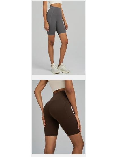 JOOMON Women's Quick-Dry Butt Lifting Yoga Shorts with Pockets for Running, Cycling, and Sports.