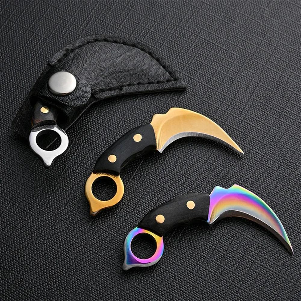 Mini Handle Keychain Pocket Knife Stainless Steel Camping Small Mini Portable Knife Peeler Fixed Blade Tool Outdoor Tool
