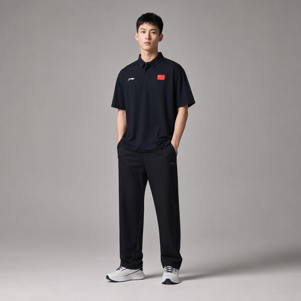Li-Ning Casual Breathable Comfortable Short Sleeve National Flag Polo Shirt Unisex Polo Shirts APLV709-3