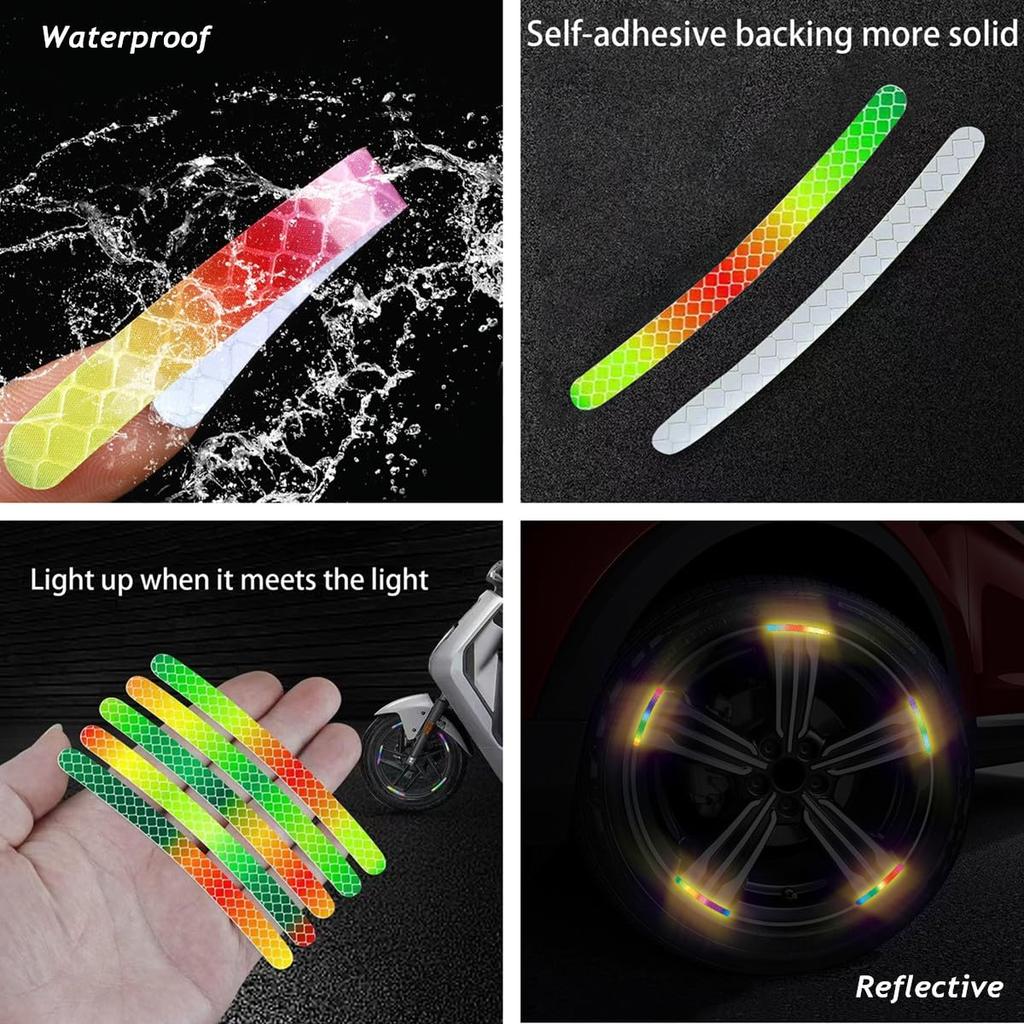 Getrays 60 Stück Auto Reflektierende Felgenaufkleber Aufkleber, Reflektierende Felgenstreifen-Aufkleber für