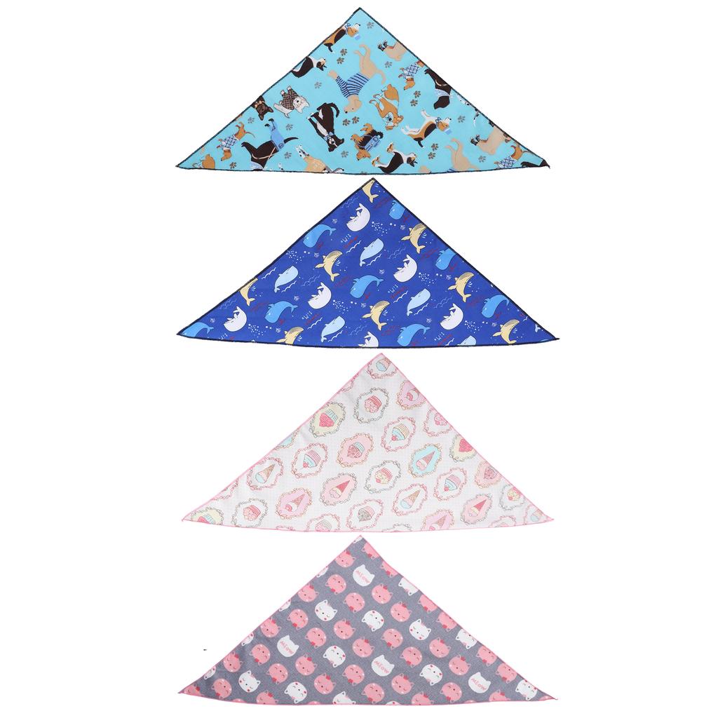 4Pcs Dog Neck Scarf Cotton Handkerchief Triangular Bib Washable Printing Style Pet ClothingL 72.5 x 49cm