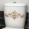Elegant Gold Pattern with White Flowers Toilet Decoration Sticker Self-Adhesive Removable Decal for Bathroom WC