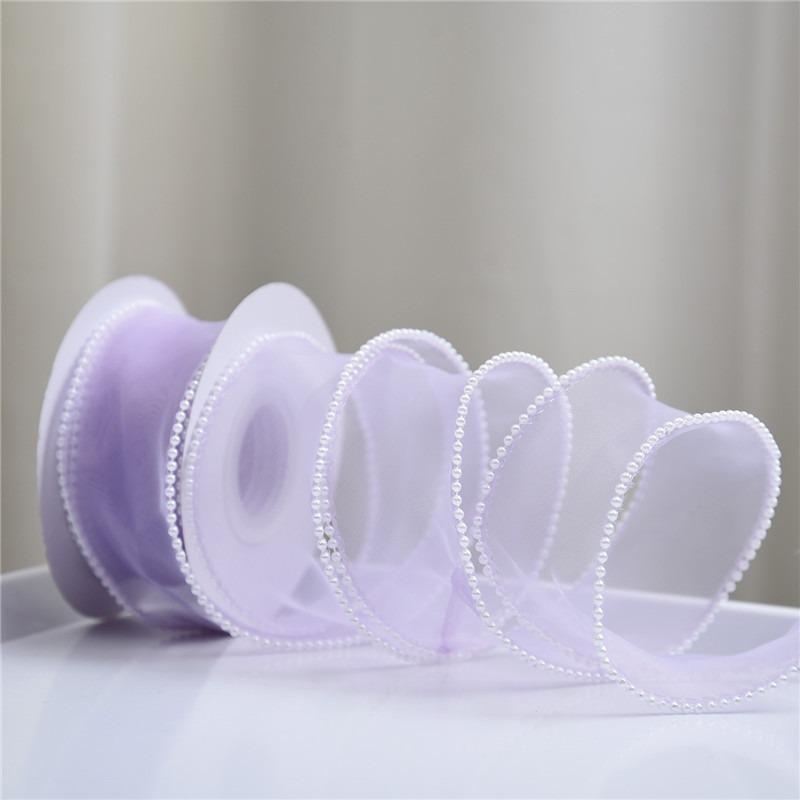 10 yards Rotolo di nastro di organza di colore pieno con bordo ondulato a coda di pesce per bouquet di fiori, regali, confezioni, decorazioni per feste di nozze
