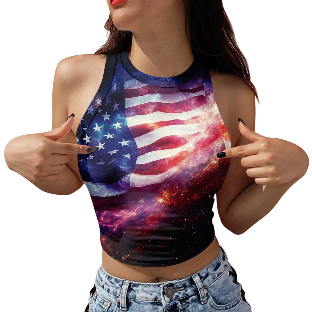 Damesmode Onafhankelijkheidsdag Print Mouwloze Tanktop