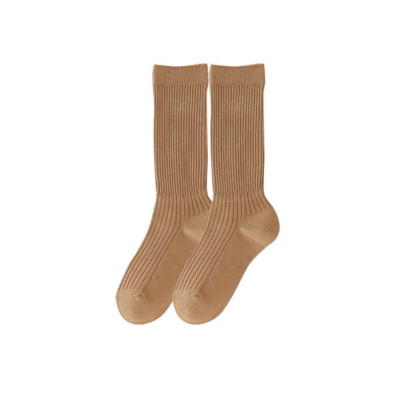 

Women s Retro Ribbed Mid-Calf Socks: Autumn/Winter Versatile White Japanese-Style One Size