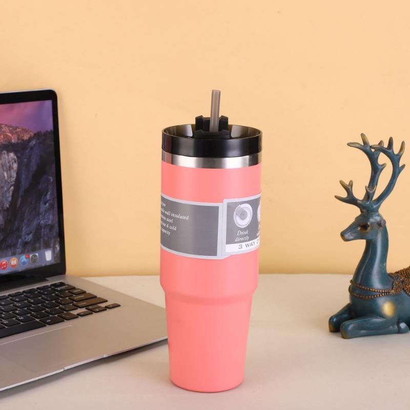 

Кружка-термос из нержавеющей стали 304 с двойными стенками, с трубочкой, для автомобиля, портативная, для улицы, большой емкости, стакан для воды Bingba 30oz