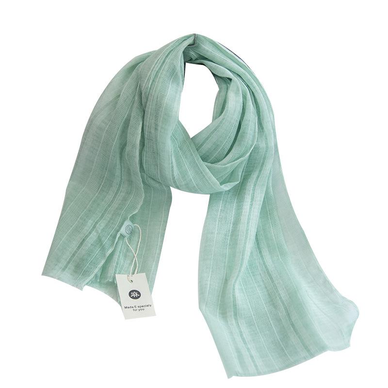Solid Color Elegant Hollow Literary Cotton And Linen Short Small Scarf Women'S Spring And Summer Narrow Version Linen Sunscreen Yarn Thin