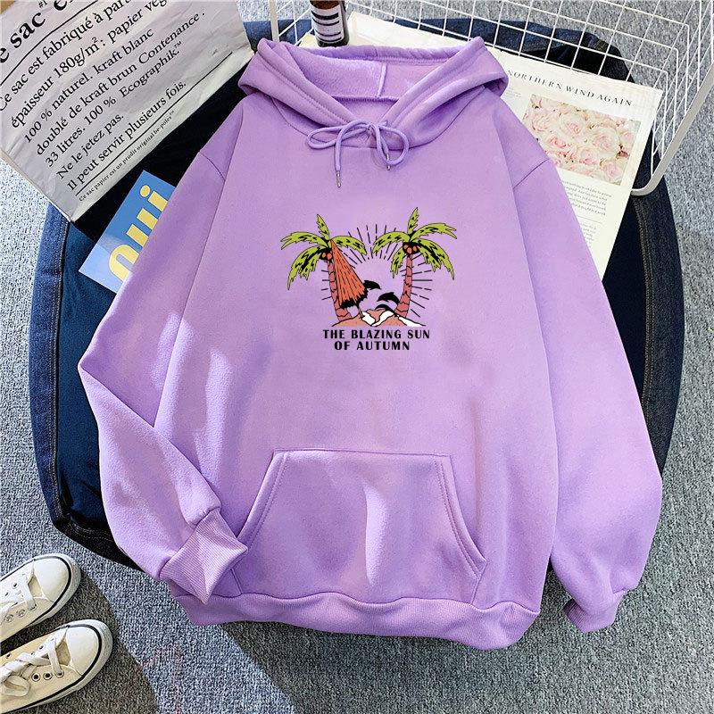 Women's Black Hooded Hoodie for Autumn Winter Plush Oversized Pattern Print Long Sleeve Pullover Sweatshirt