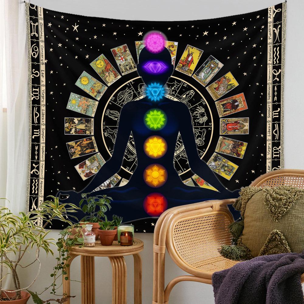 

Moon Phase Tapestry Wall Hanging White Black Colorful Sun Mandala Tapestry Wall Hanging Celestial Wall Tapestry Hippie Wall Carp 95x73cm