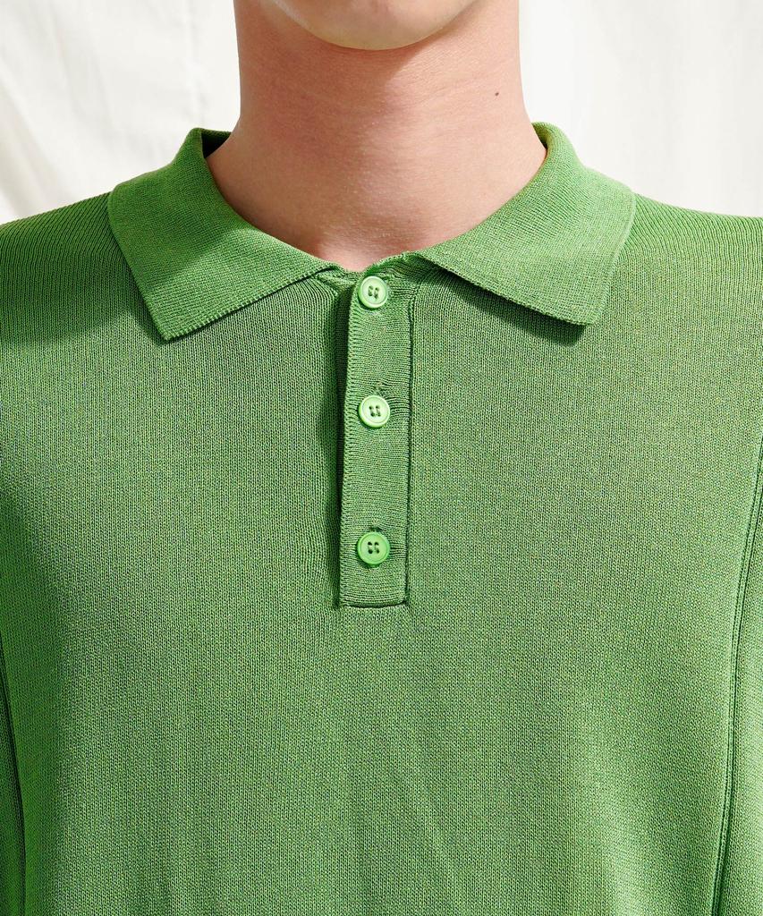 JEMUT Epic Like Linen Short Sleeve Collared Knit Green Sokn2562