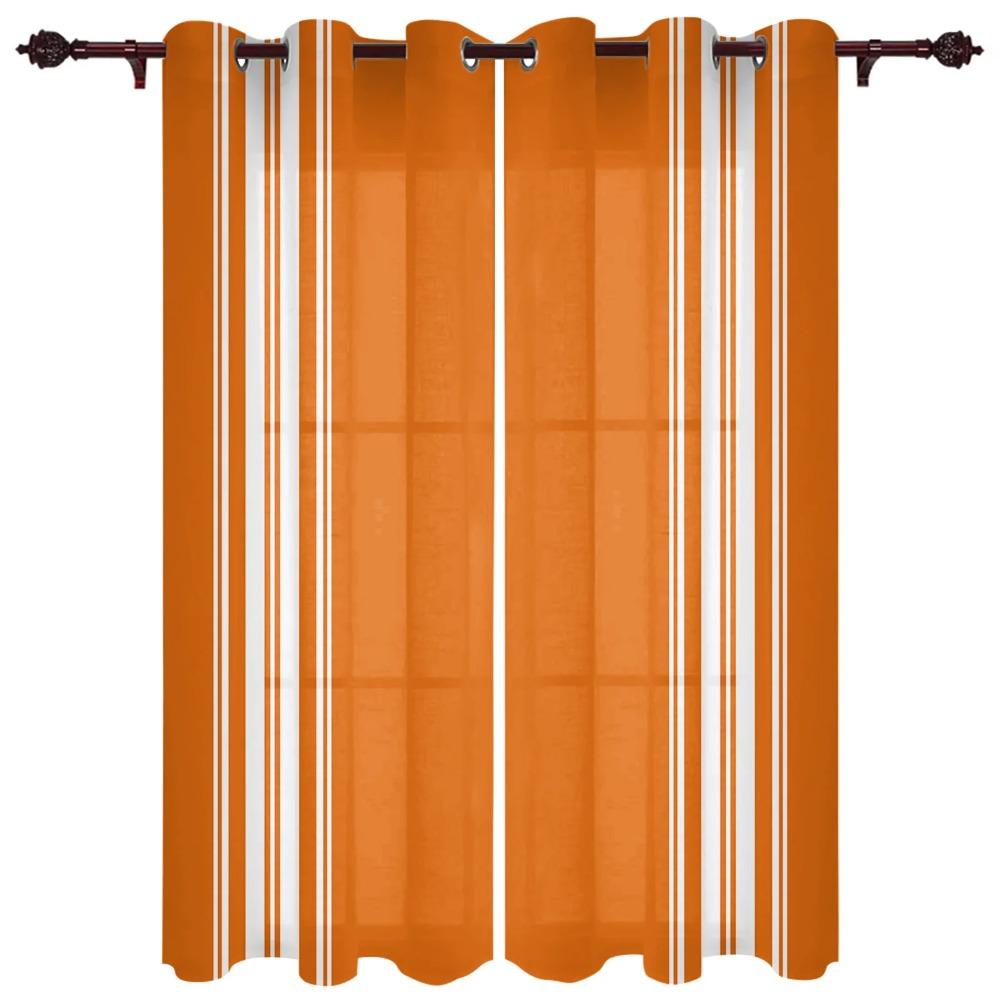 Bauernhausgardinen mit orangen Streifen für Schlafzimmer, Wohnzimmer, Vorhänge, Küche, Kinderzimmer, Fenstergardine, moderne Heimdekoration
