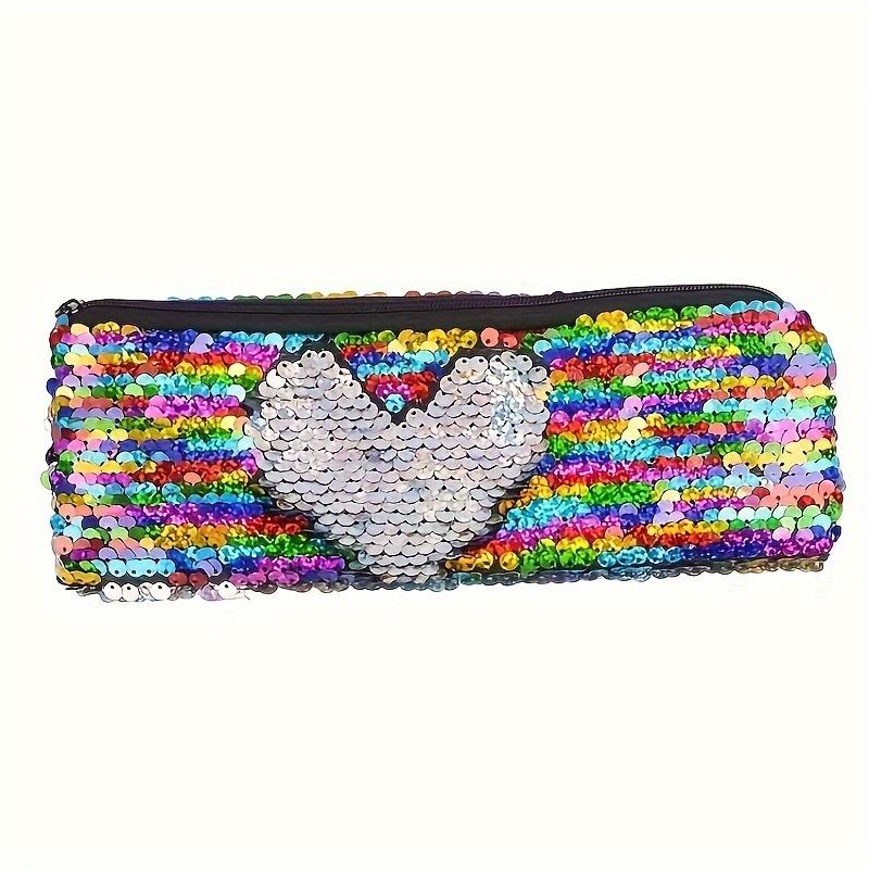 1pc Mermaid Sequin Make-up Bag Portable Travel Make-up Brush Storage Bag Large Capacity Sequin Zip Storage Bag Durable Handbag, Suitable for Travel