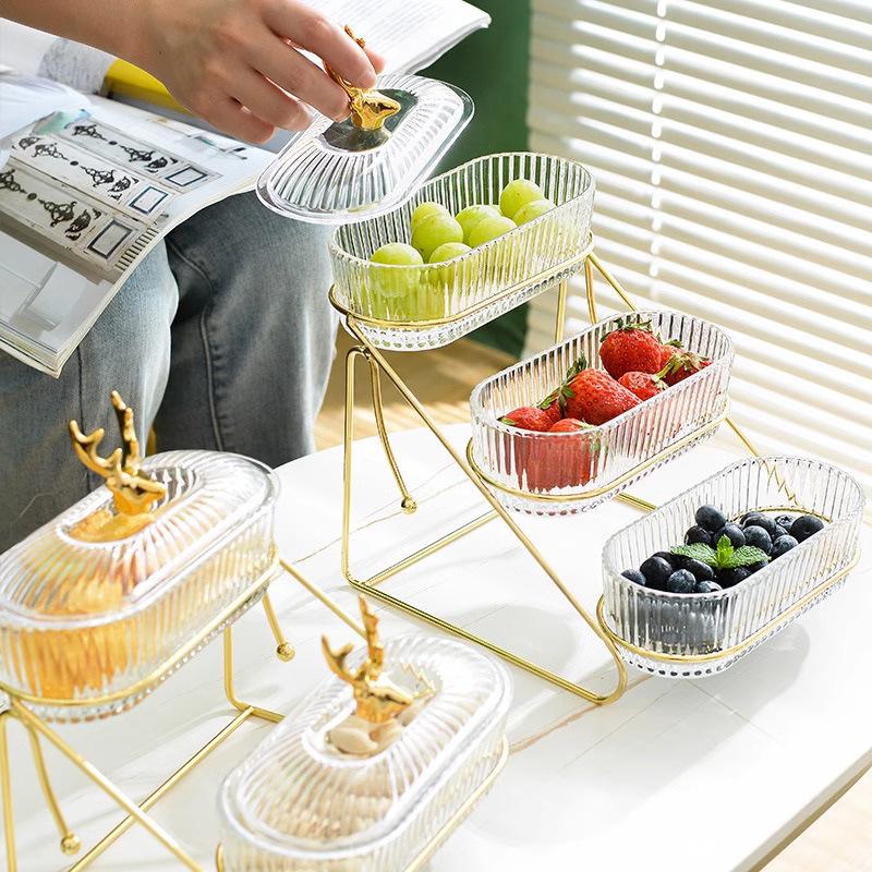 Elegant Multi-Layer Fruit and Snack Tray for Living Room