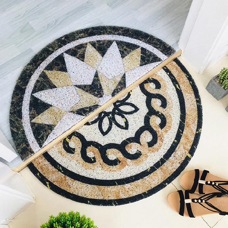 Dirt-Resistant PVC Carpets Semicircle Non Skid Backing 6 Styles for Home