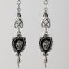 Retro Gothic Vampire Bat Bowknot Skeleton Red Drip Glaze Heart Pendant Dangle Earrings for Women Hallowmas Scary Jewelry Gifts