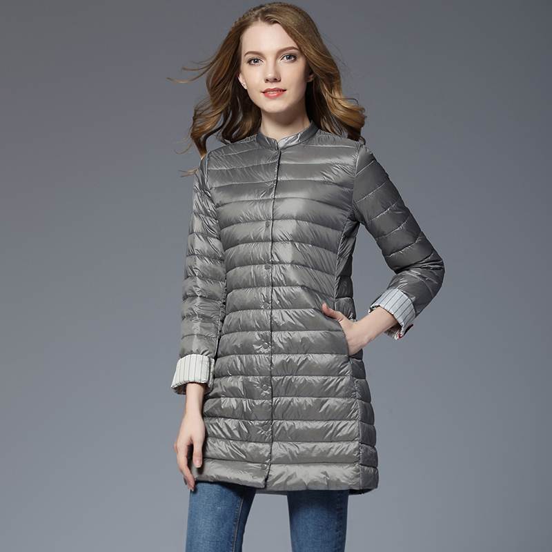 Spring and Autumn Winter Woman Lightweight Padded Warm Coat Down Jacket Long Female Overcoat Slim Solid Jackets Winter Coat Portable Parkas