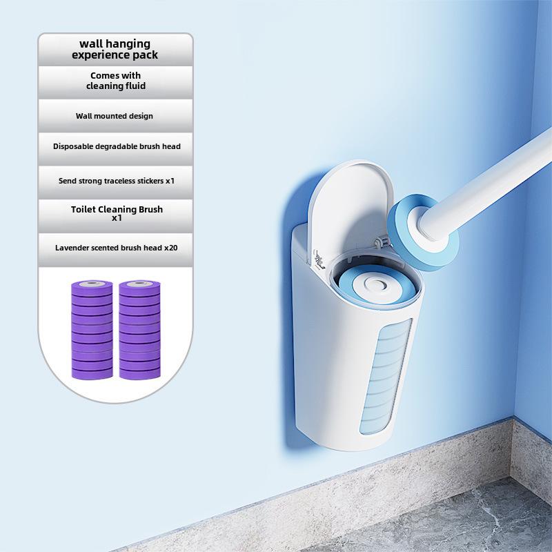 Disposable Wall-Mounted Bathroom Cleaning Brush with Replacement Heads