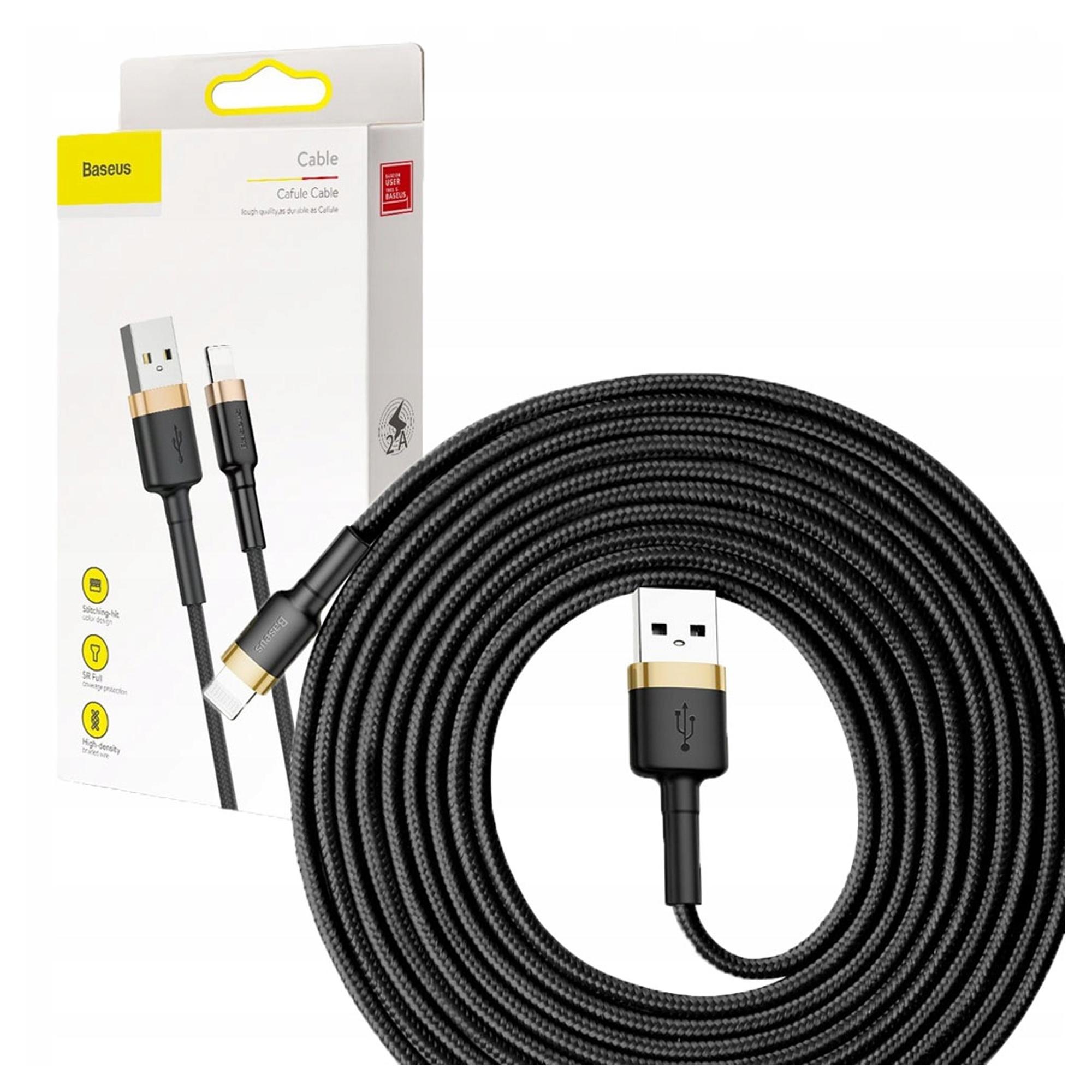 Tresice France Schwarz Robustes Nylonkabel Usb Iphone Lightning Qc3.0 2A 3M Und Gold - Bild 5