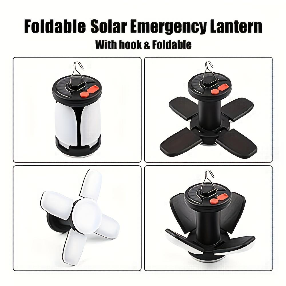 Portable Solar Camping Light,Hand-held Light with Hook LED Camping Light,Rechargeable and Foldable,Suitable for Tents, Offices, Emergency Lighting
