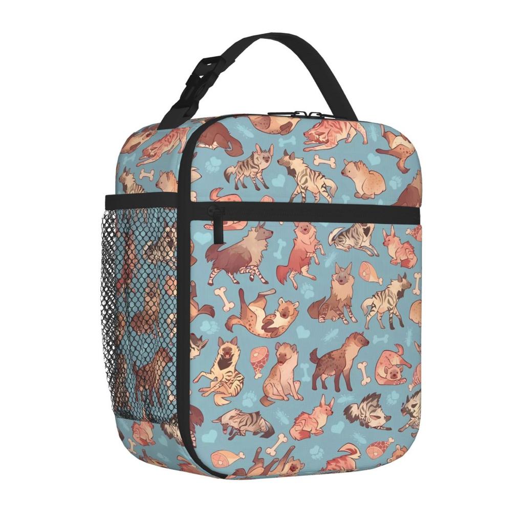 Bestselling Hyenas In Cerulean Cute Canvas Lunch Bag Elementary School Office Lunch Bag
