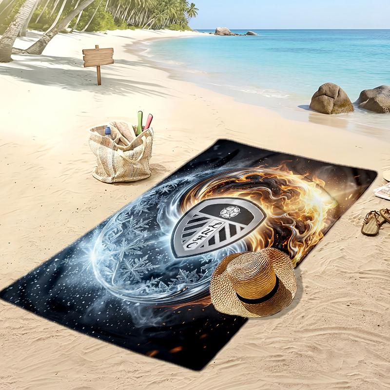 Asciugamano da Spiaggia con Stampa Leeds United Football, Asciugamano Grande Morbido ad Asciugatura Rapida per Spiaggia Campeggio Nuoto