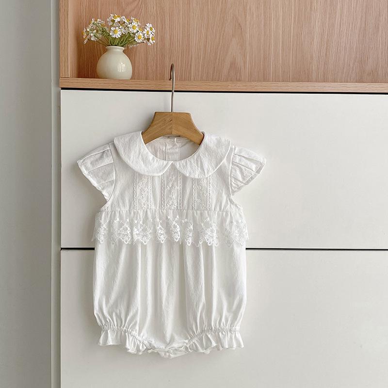 Sommer-Baby-Mädchen-Body & Strampler im koreanischen Stil - Stilvolles Krabbel-Outfit mit Vollmond-Design und Windelschutz für unterwegs