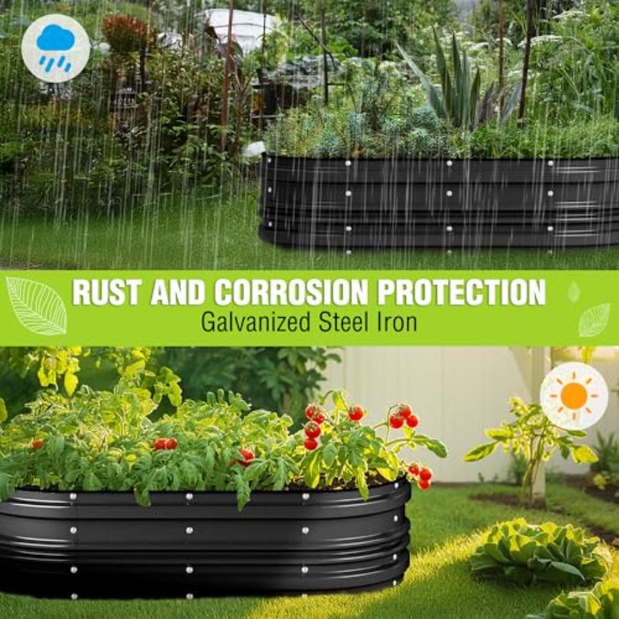 2PK 4x2x1ft Outdoor Galvanized Raised Garden Bed Kit Rust Corrosion Protection Easy Assembly Safe Edge Ideal for Vegetables Flo