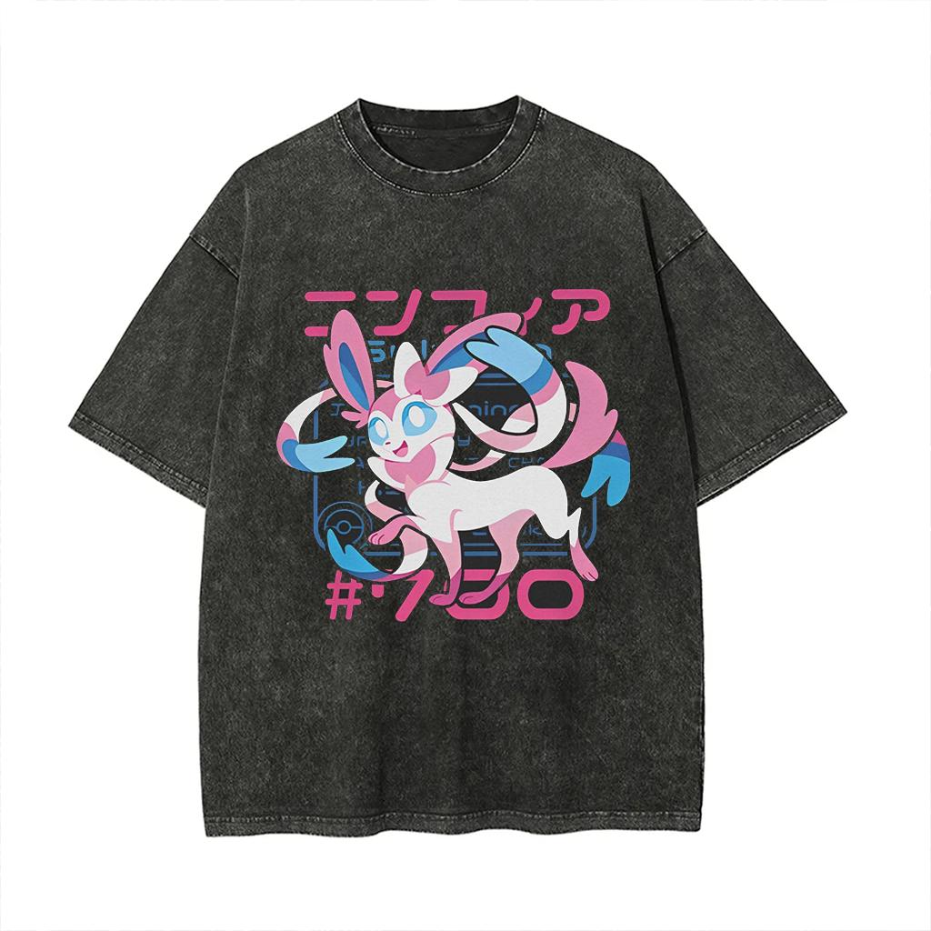 Oversized Pokemon Vintage Wash T-Shirt Man Women Y2k 2026 Unisex Harajuku Graphic Tee Short Sleeve Tee Loose Casual Tops Summer