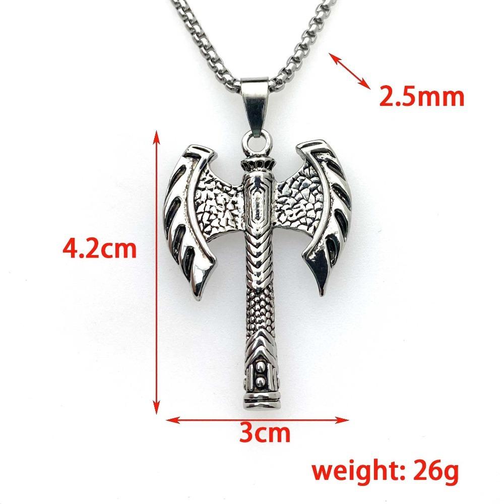 Double Blade Viking Axe Pendant Retro Necklace for Men Women Stainless Steel Chain Gothic Jewelry