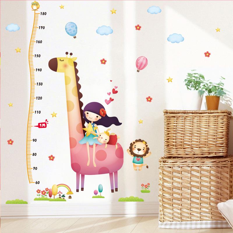 Girl Giraffe Height Measuring Ruler Wall Sticker Wall Decor TV Background Bedroom Decoration