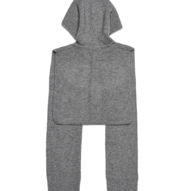 DOYOUKNOWMC 25FW Huva Halsvärmare och Grå Stickad Halsduk