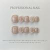 HANDMADE Square Round Artificial Nail Art Champagne Nude Cat'S Eye Pure Color Short Colorful Gentle Cream Rainbow Fake Nails Reusable