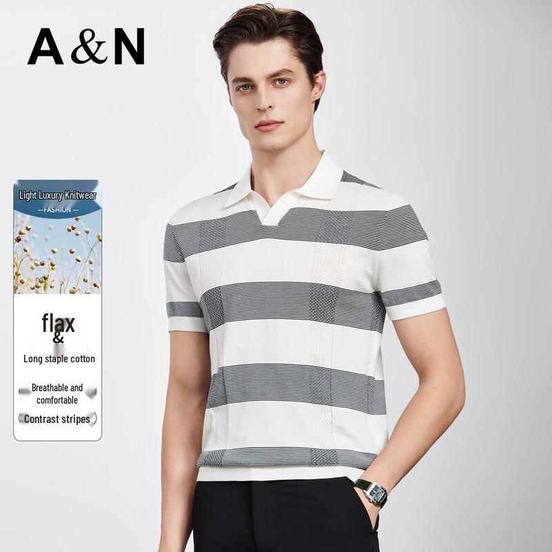 Men s Linen-Cotton Blend Knitted Polo Shirt 56