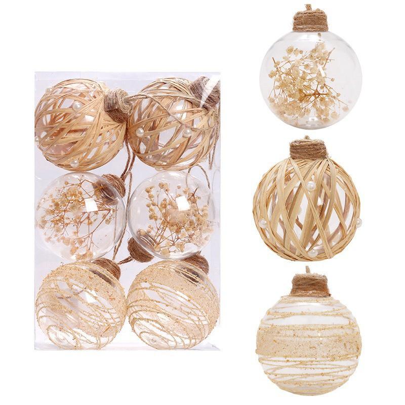 Christmas Ball Set Pet Rope Woven Tree Ornaments Xmas Holiday Decorations