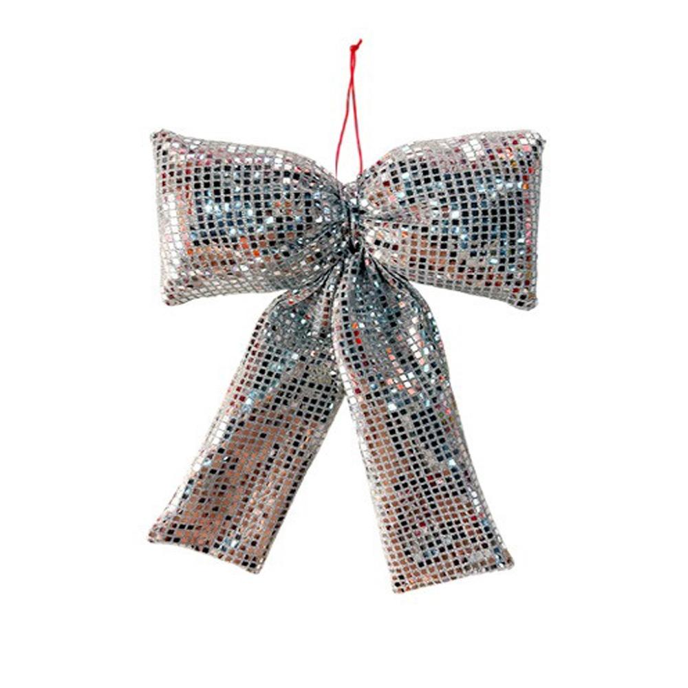 Sequin Decor Tree Ornament Shiny Surface Bow Pendant Easy Hang Christmas Bow Festive Display