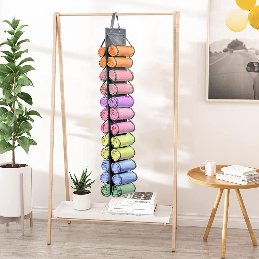 24 Pockets Dual-Sided Hanging Storage Bag Wardrobe Door Back Leggings Vest Towels Organizer
