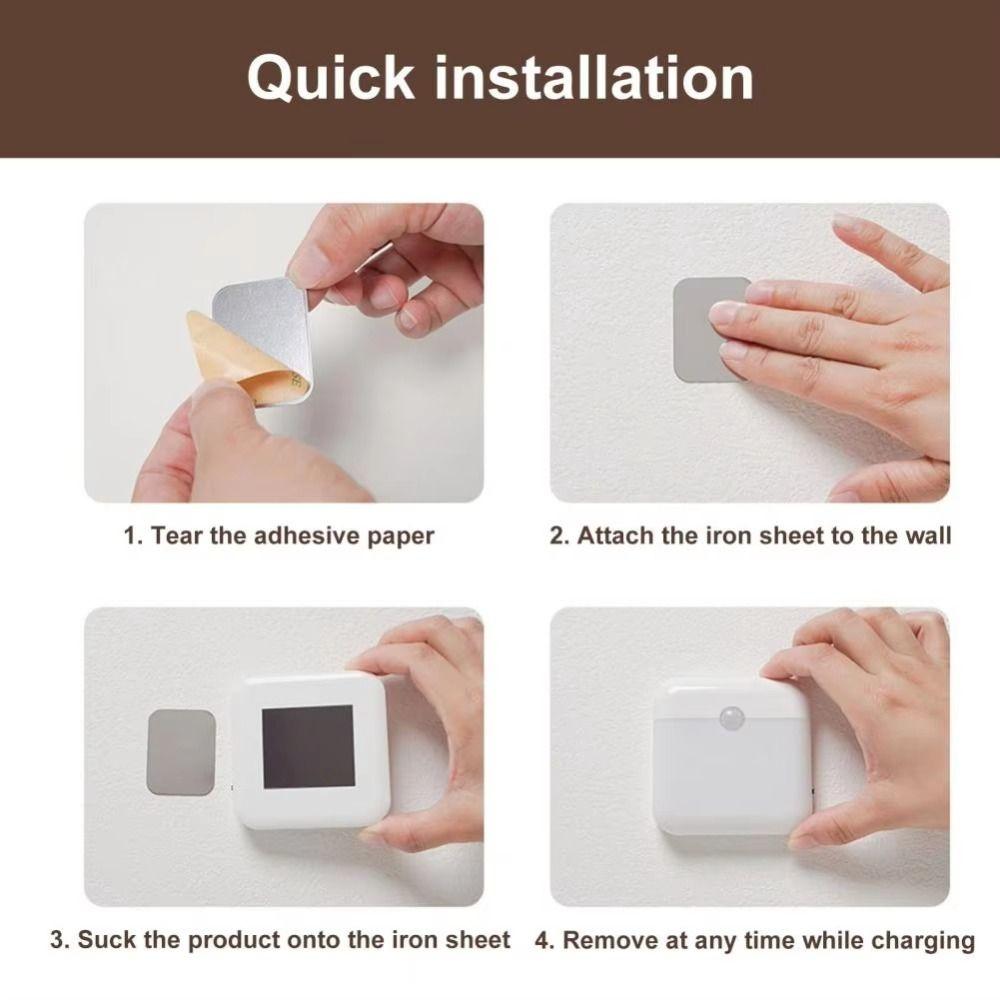 Square LED Night Light Rechargeable Wireless Motion Sensor Light Human Induction Large Smooth Surface Wall Lamp Toilet
