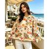 Women Crew Neck Fleece Sweatshirt Tropical Flamingo Palm Leaf Hibiscus Watermelon Print Long Sleeve Loose No Hood Warm Pullover